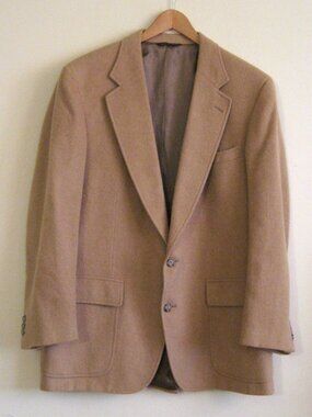 Joseph & Feiss Men's Camel Hair Sport Coat Blazer Jacket, Size Large, Tan, Good
